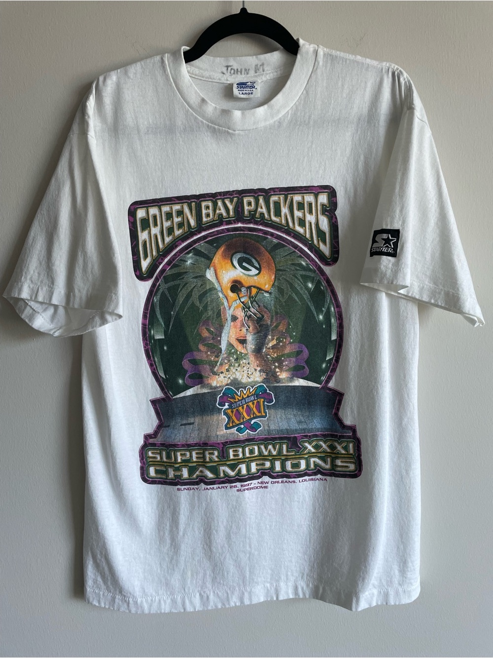 Vintage 1997 Green Bay Packers Super Bowl XXXI Champions T Shirt Starter L